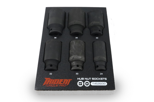 Trident Hub Nut Socket Set Impact Deep 12pt 6pc in EVA Foam