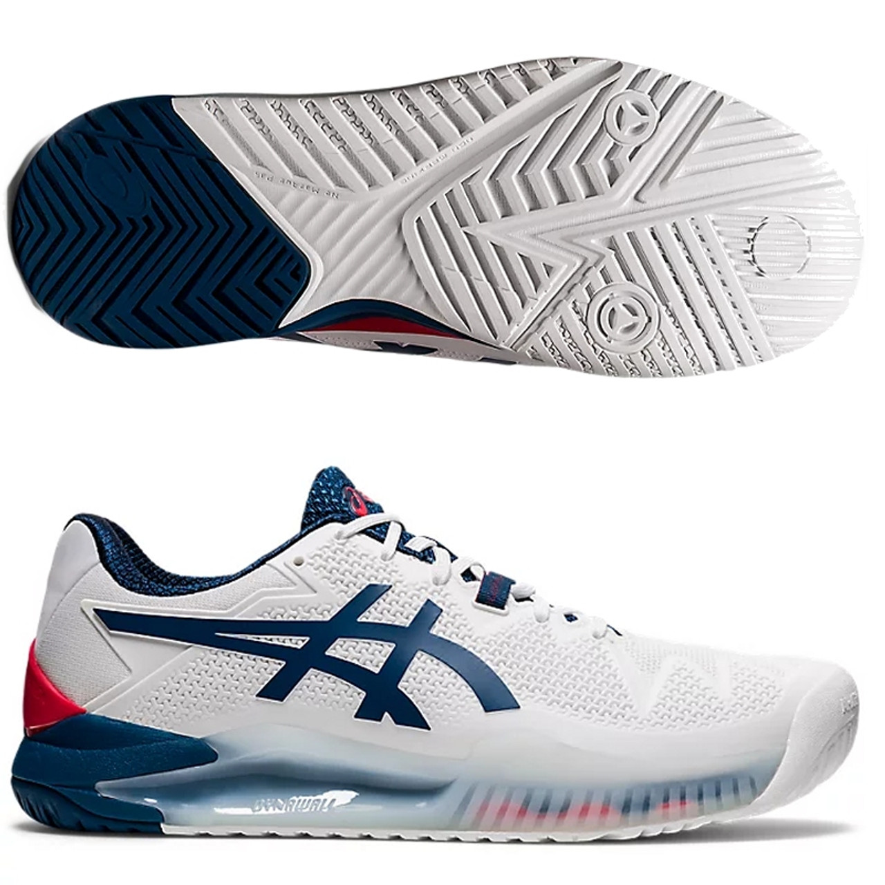 asics Gel Resolution 8 Men, 2E WIDE, White/Blue