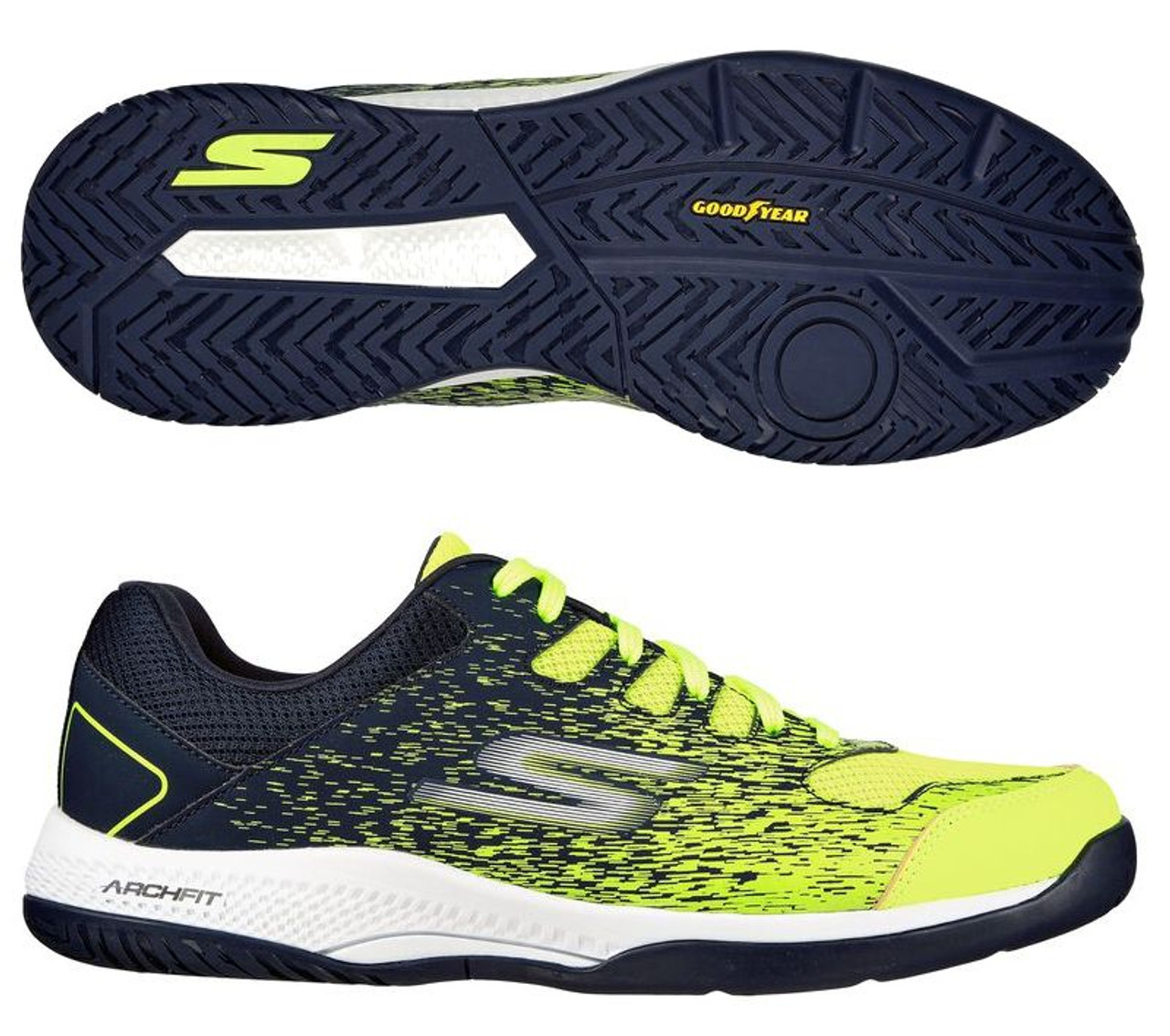 Skechers Viper Court Mens Pickleball Shoes, Yellow/Navy