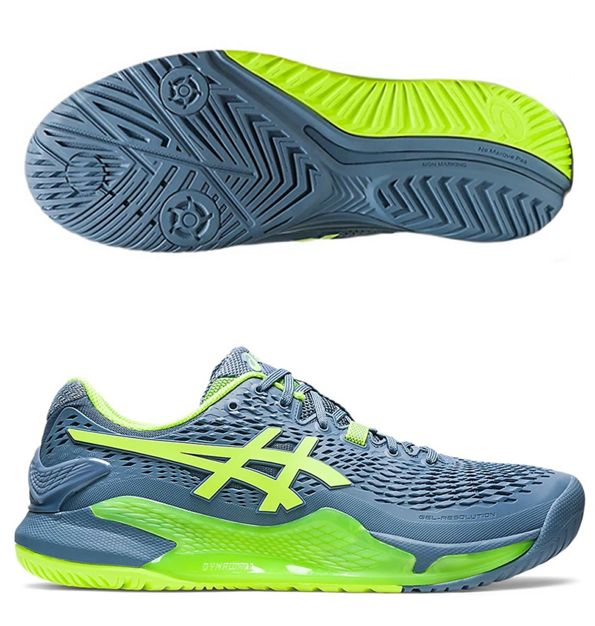 asics Gel Resolution 9 Men 2E WIDE, Gray/Green