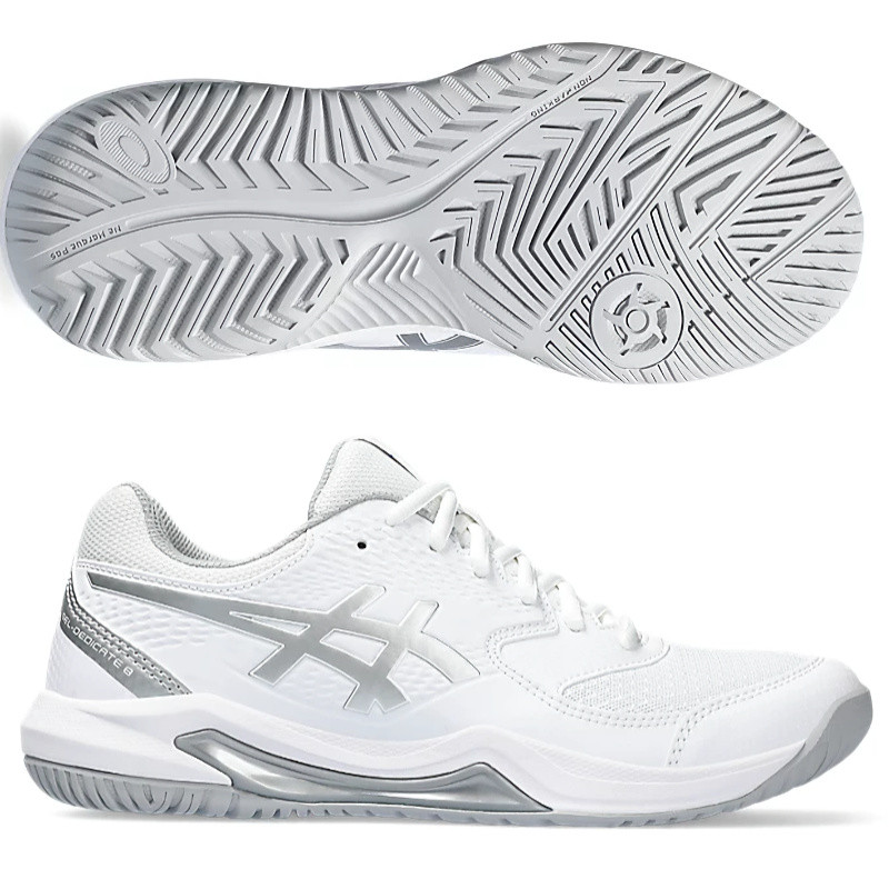 asics Gel Dedicate 8 Shoes for Ladies, White/Silver