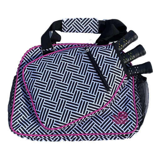 Pickleball Gear Bag in Pretty Prints, Large, Blk/Wht/Pink