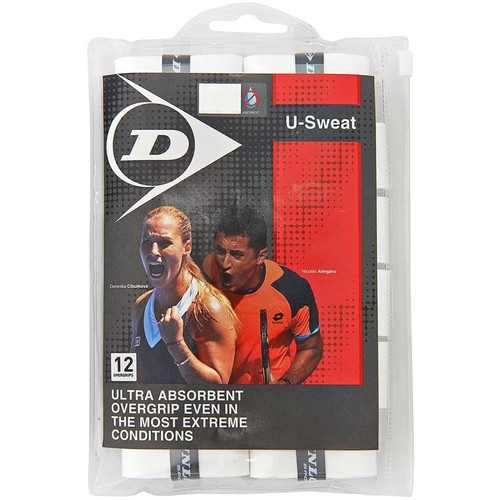 Dunlop U-Sweat Overgrips 12 Pack, White Dunlop U-Sweat Overgrips 12 Pack, White