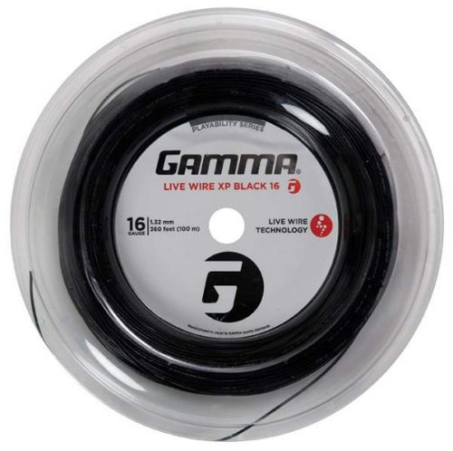 Gamma Live Wire XP Black 16 Gauge Black Tennis String 1.32mm 40 ft 