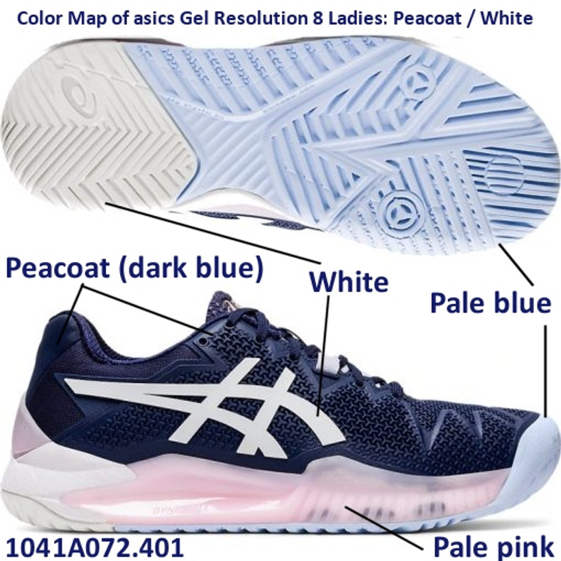 Gel Resolution 8 Peacoat for ladies by asics is what color, exactly?