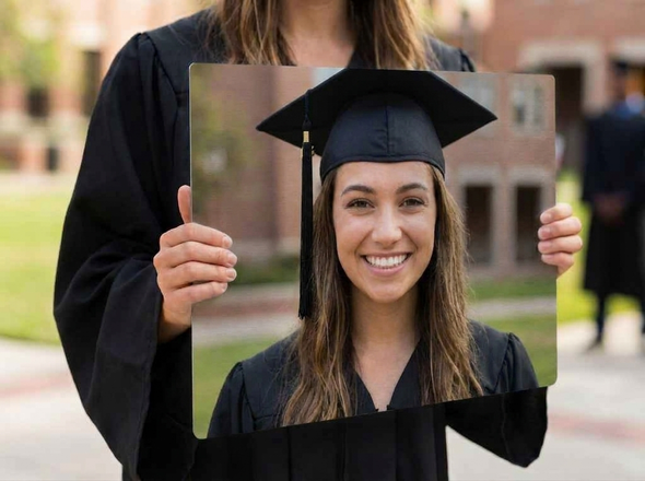 Aluminum custom print for graduation photo. Made in the USA.