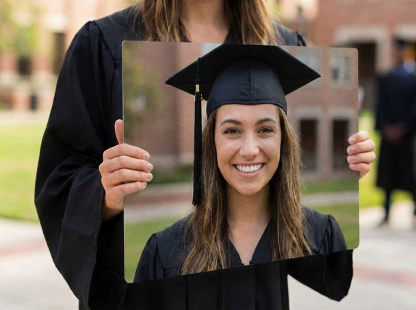 Aluminum custom print for graduation photo. Made in the USA.