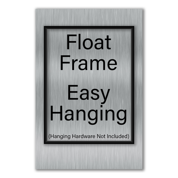 Floated back frame on aluminum print.