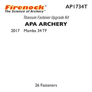 The Titanium Kit for this APA Archery bow includes 26 fasteners. The Titanium Kit for this APA Archery bow includes 26 fasteners.