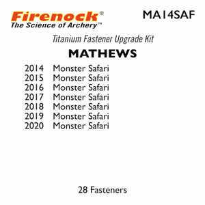 This Titanium Kit for a Mathews bow includes 28 fasteners. This Titanium Kit for a Mathews bow includes 28 fasteners.