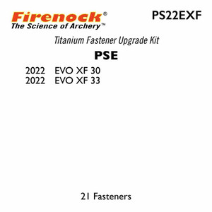 This Titanium Kit for a PSE bow includes 21 fasteners. This Titanium Kit for a PSE bow includes 21 fasteners.