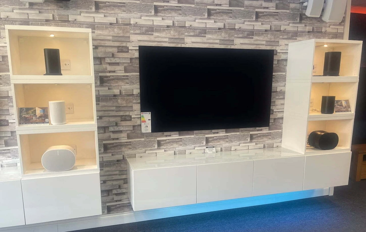 Sonos speakers on demo in the Jennings Sound & Vision showroom, Fleet, Hampshire
