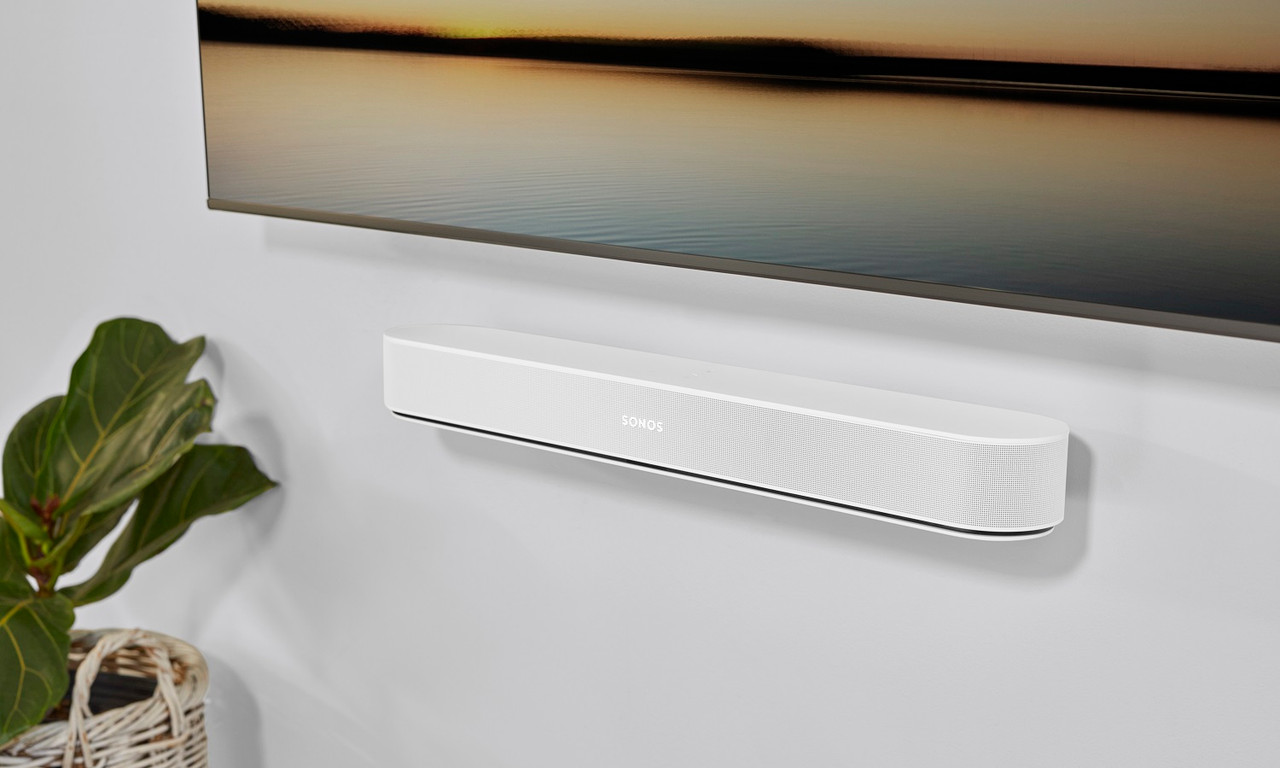 Sonos Beam Gen 2 wall-mounted beneath a TV
