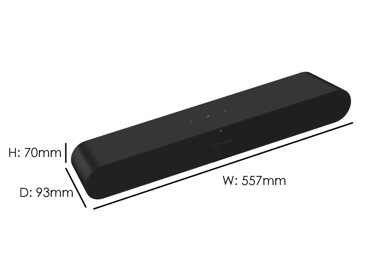 Sonos Ray soundbar dimensions in mm
