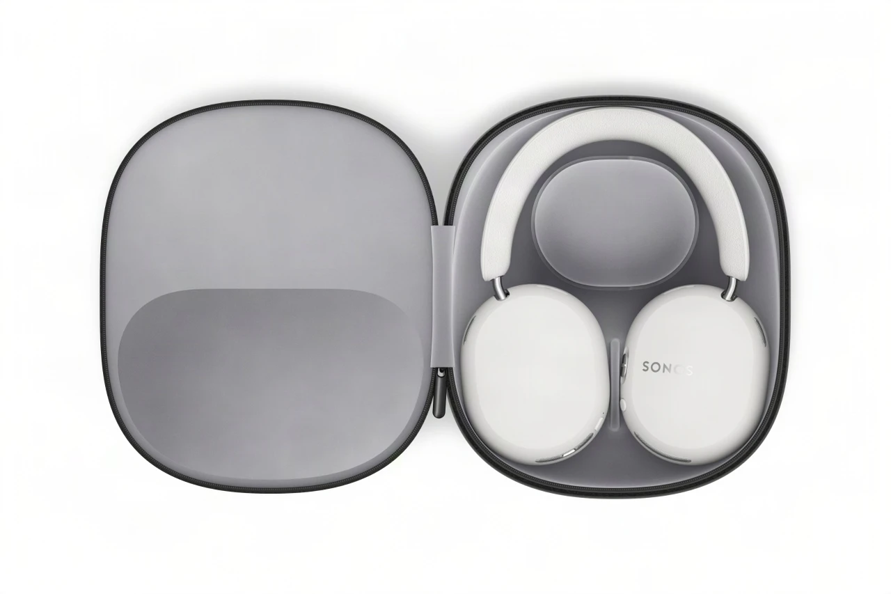Sonos Ace Ultra in White inside the travel case