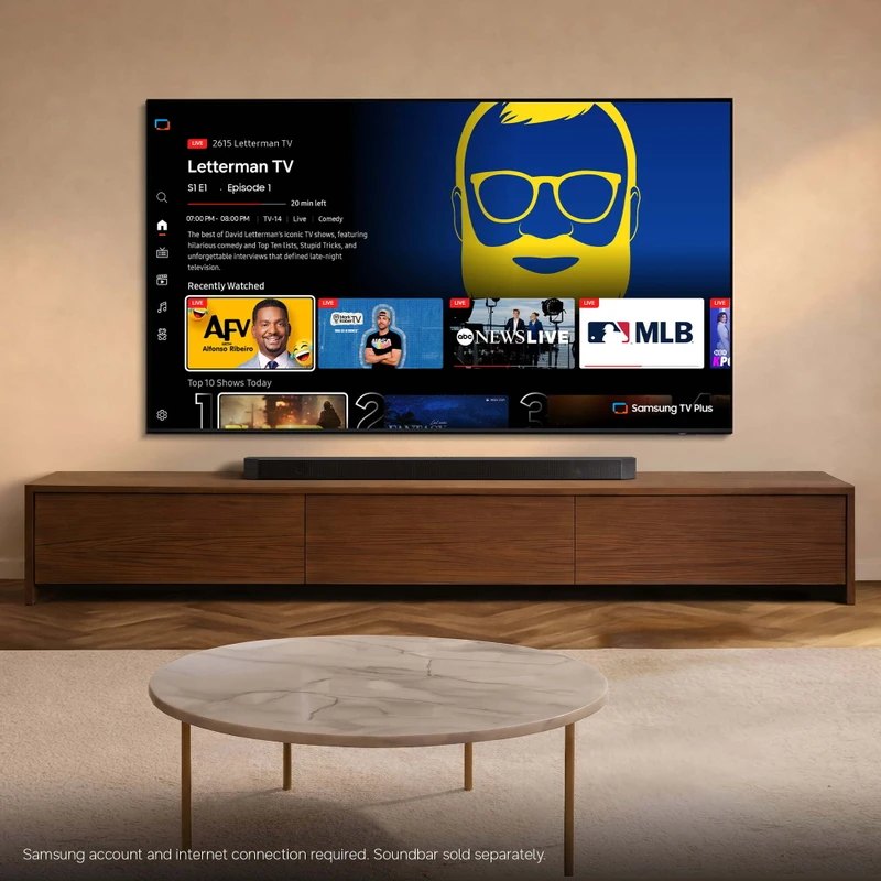 Samsung 2026 TV wall-mounted in a living room