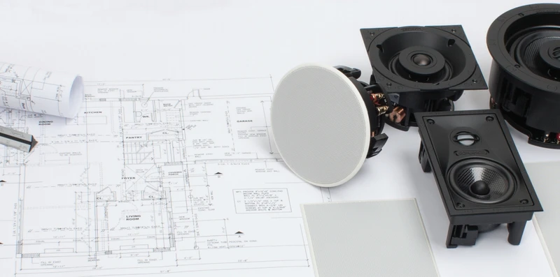 Speaker layout plans for a home cinema installation