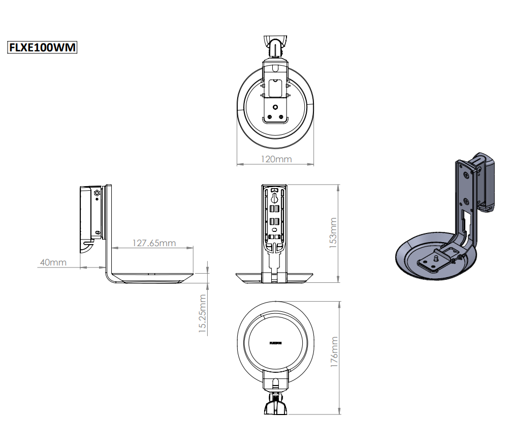 Flexson Wall Mount for Sonos ERA100 speaker - line drawing details