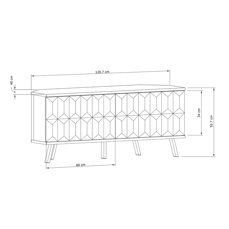 Frank Olsen Elevate Corner Cabinet showing dimensions