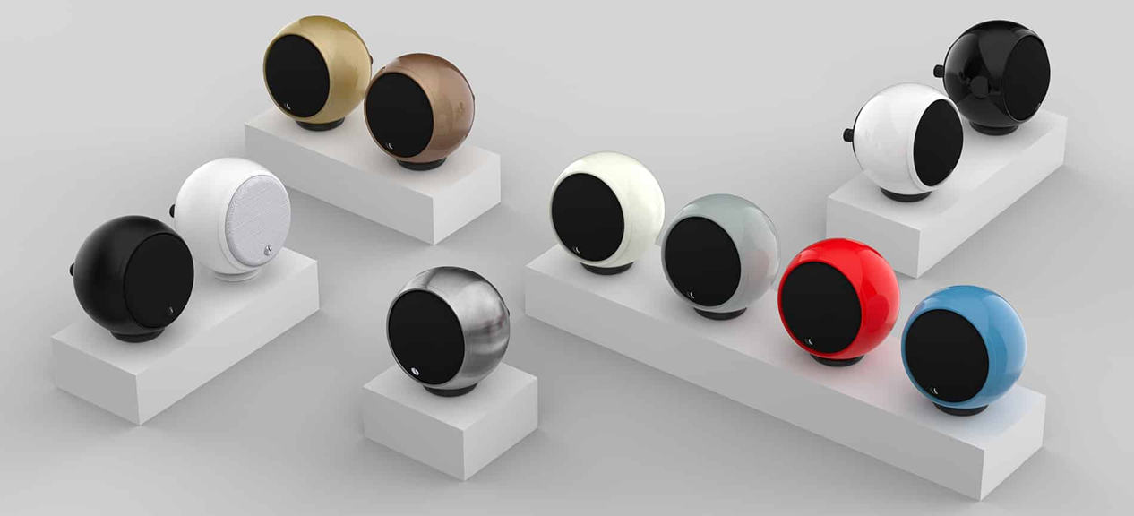 Gallo Acoustics Micro Speakers shown in various colours