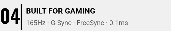 LG C6 feature 4 — built for gaming, 165Hz, G-Sync, FreeSync, 0.1ms response time