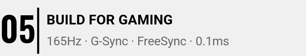 LG C6 feature 5 — built for gaming, 165Hz, G-Sync, FreeSync, 0.1ms response time