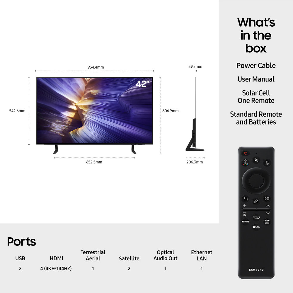 Samsung QE42S90F 42 Inch OLED TV Dimensions & Connectivity