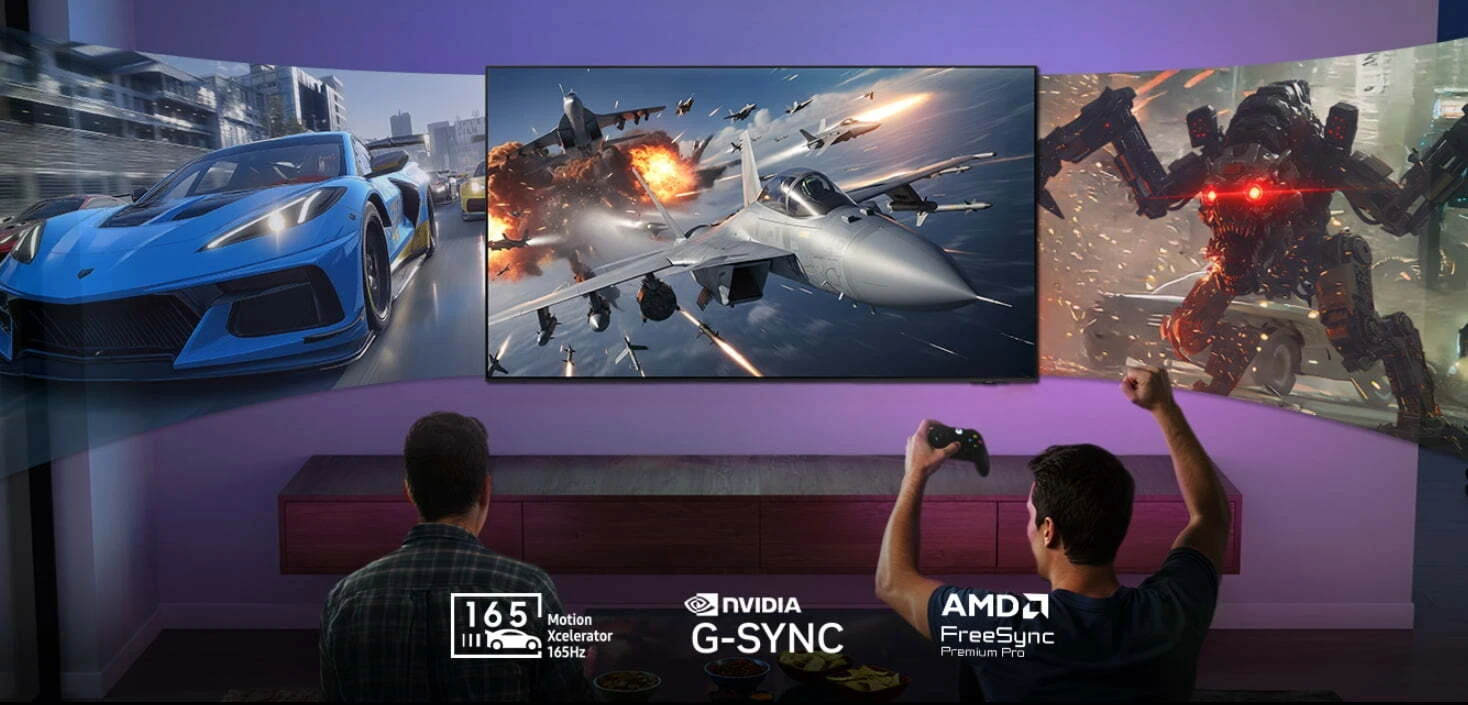 Samsung S95H gaming with 165Hz Motion Xcelerator, NVIDIA G-SYNC and AMD FreeSync Premium Pro