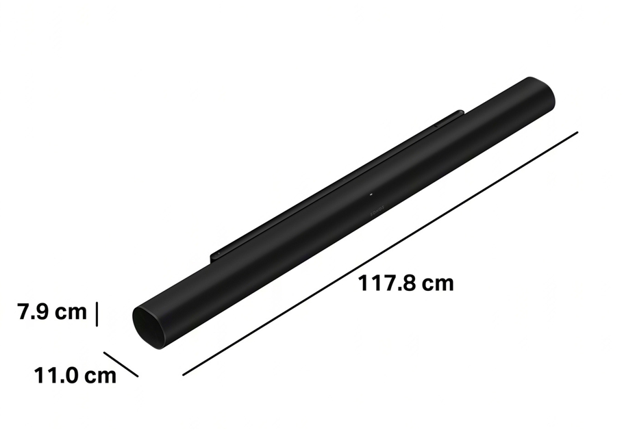 Sonos Arc Ultra soundbar showing dimensions in cm