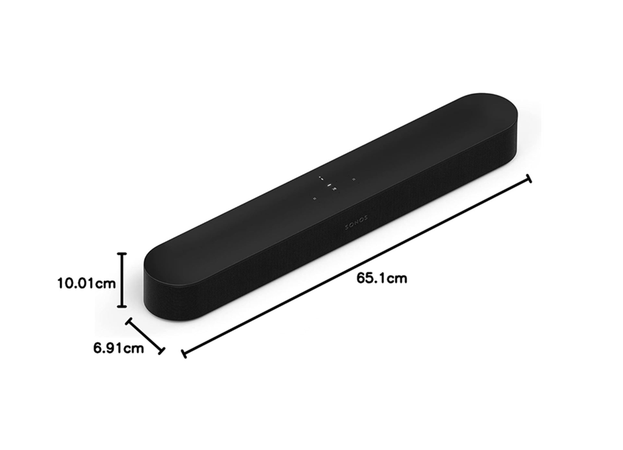 Sonos Beam G2 soundbar showing dimensions in cm