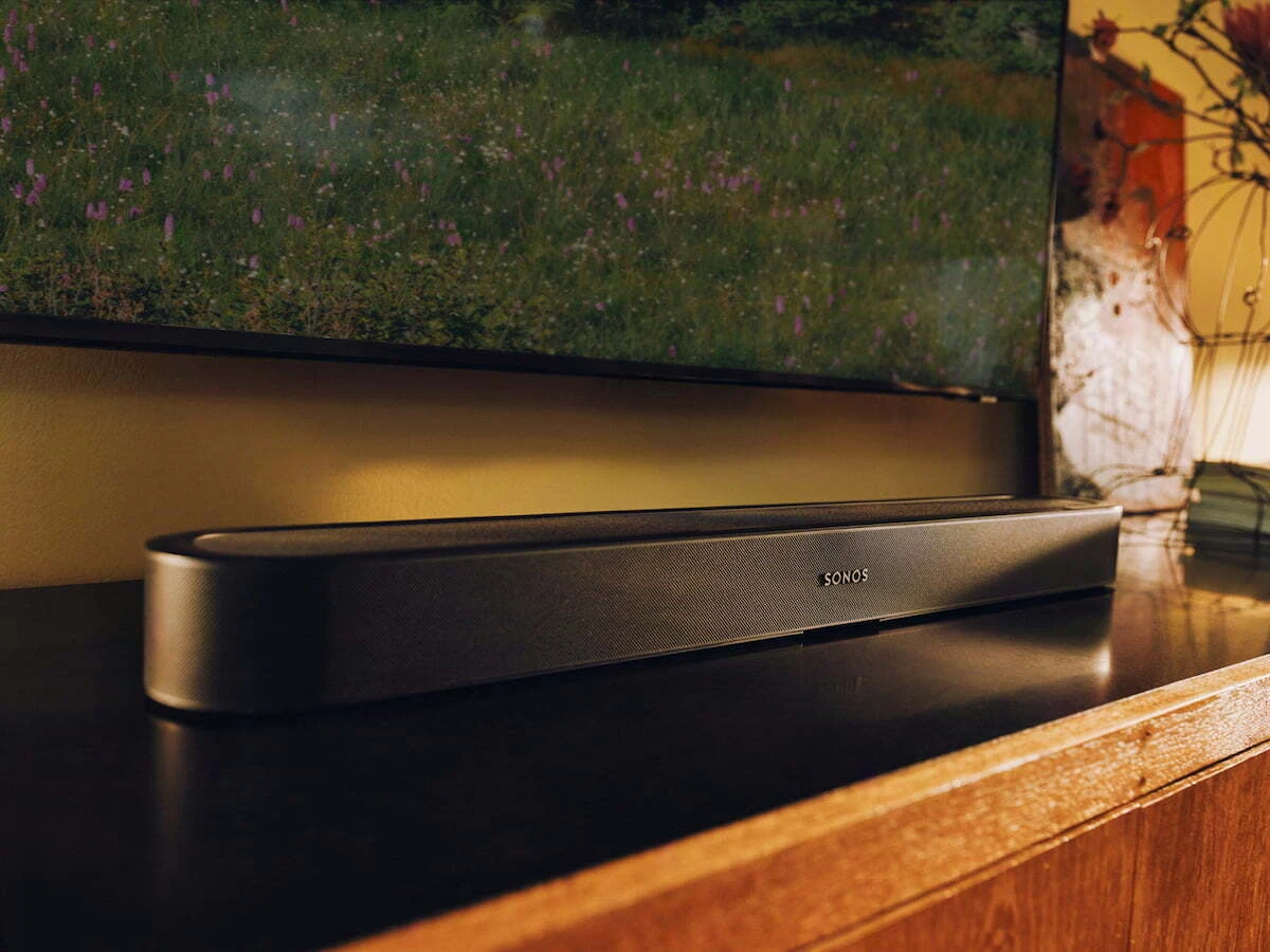 Sonos Beam Ultra soundbar beneath a TV in a living room