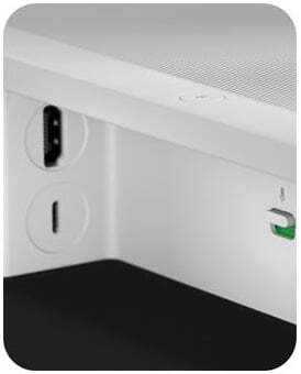 Sonos Beam Ultra rear ports showing USB-C and power connections