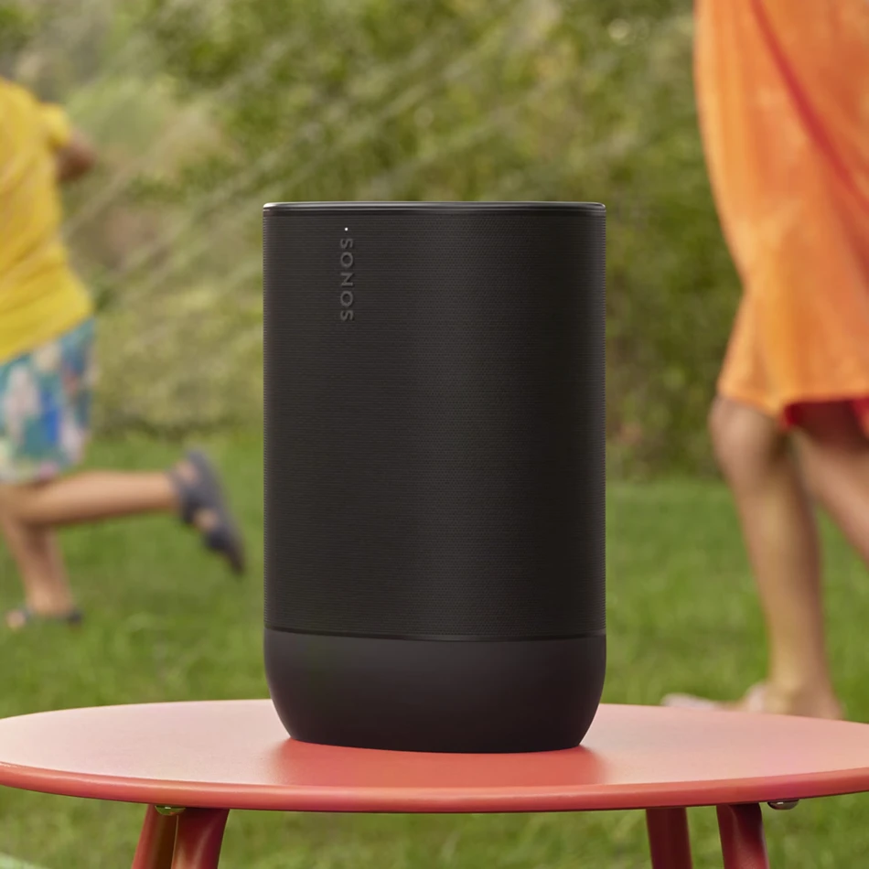Sonos Move 2 Portable Bluetooth & WiFi Speaker shown in a garden setting
