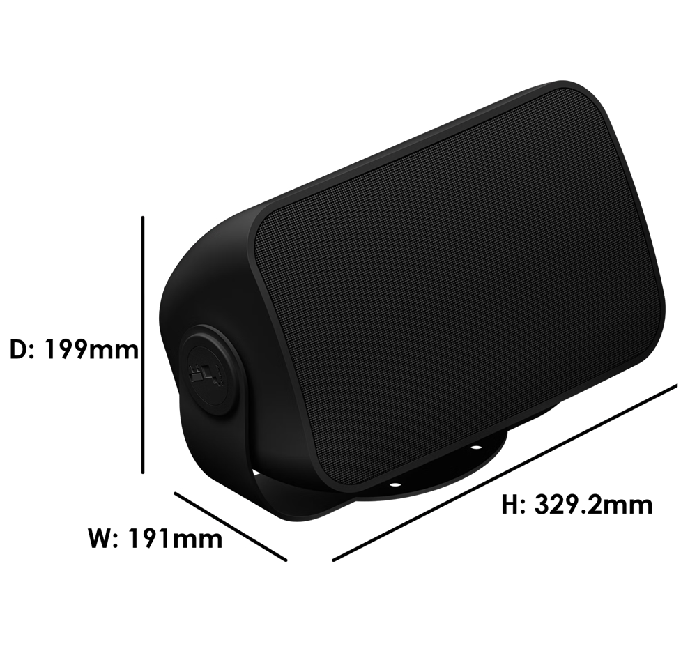 Sonos Outdoor Speakers showing Dimensions in mm
