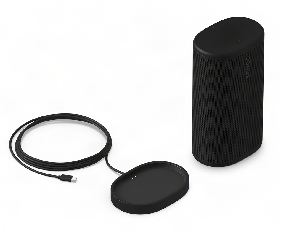 Sonos Play Shown in Black with Charging Base
