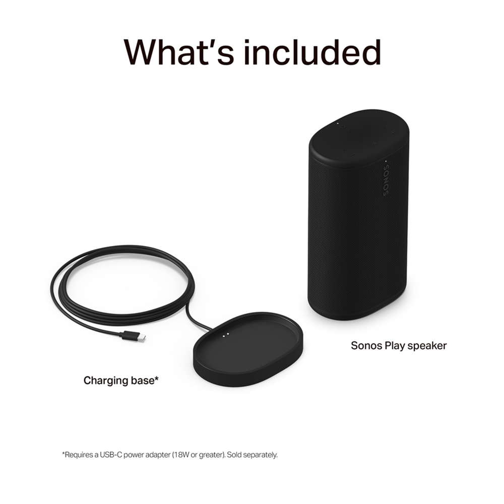 Sonos Play Shown in Black with Charging Base