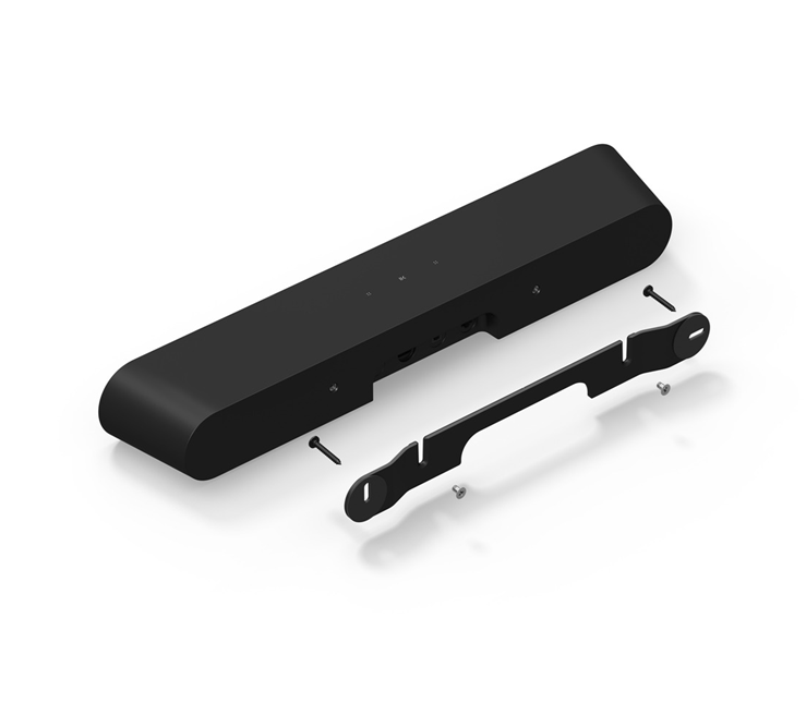 Sonos Ray Wall Mount shown with Sonos Ray Soundbar in black