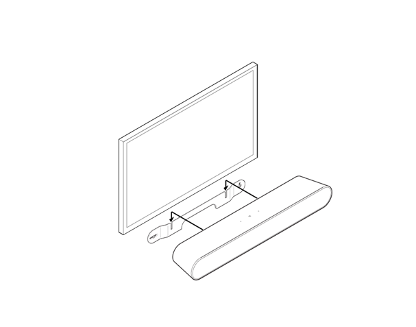 Sonos Ray Wall Mount is easy to install. Illustration showing installation
