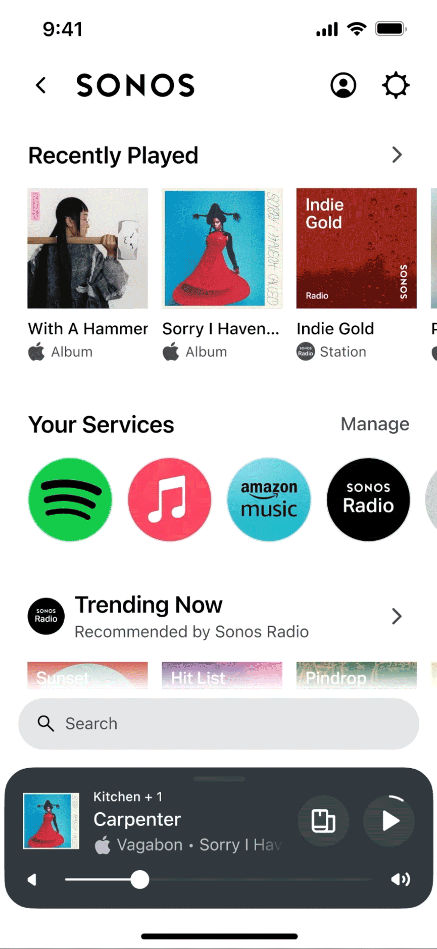 Sonos App showing ease of use - find what you need faster!