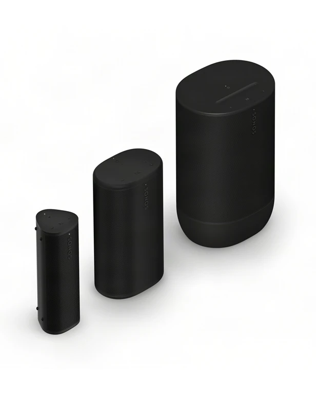 Sonos Roam 2, Play & Move 2 shown together in black