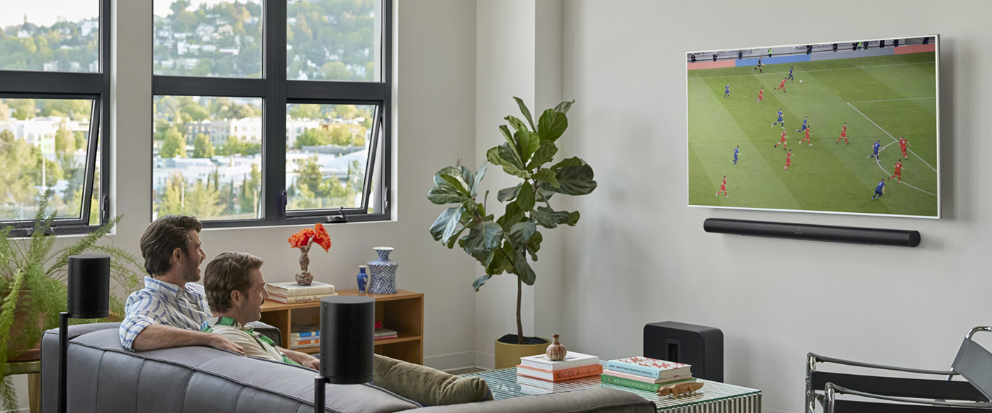 Sonos soundbar wall mounted under TV