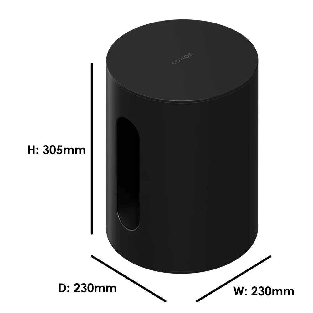 Sonos Sub Mini Dimensions in mm