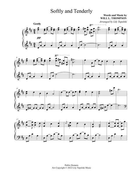 Softly Notes Softly and Tenderly - Digital Sheet Music