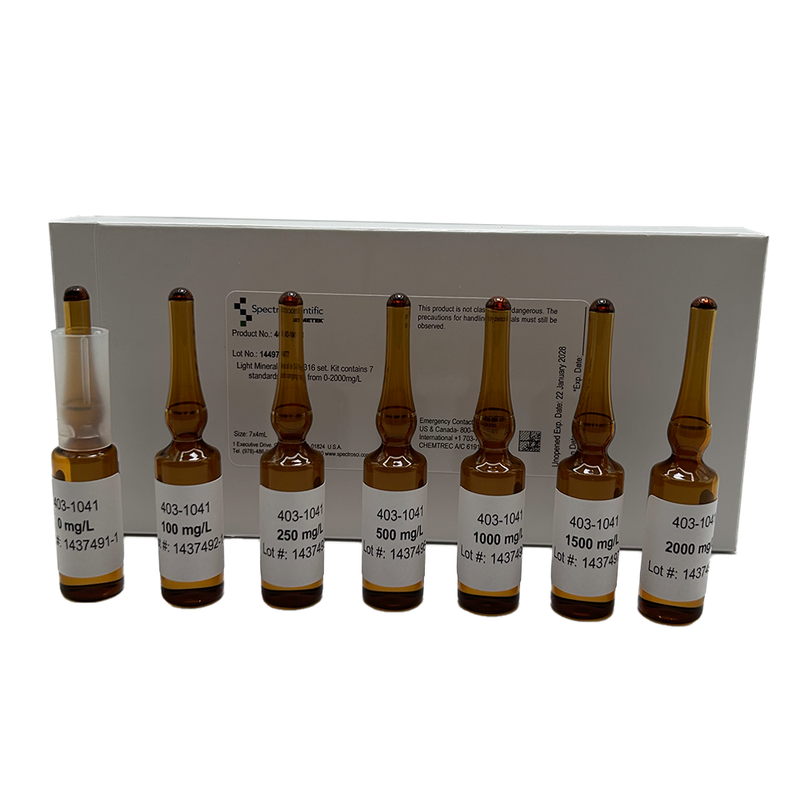 S-316 TOG/TPH Six Point Calibration Standard Set: Light Mineral Oil in S-316