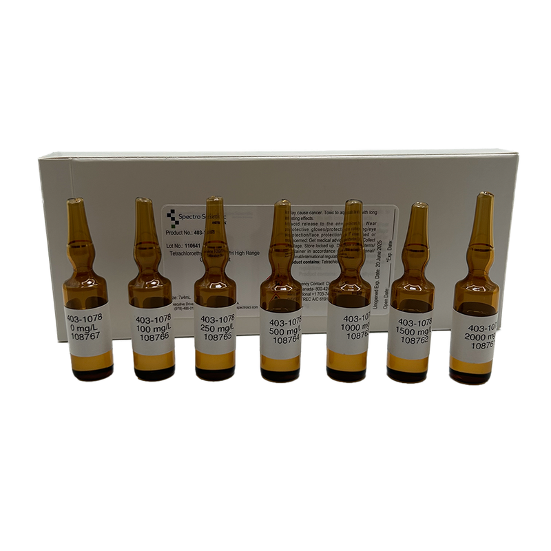 Tetrachloroethylene TOG/TPH Six Point Calibration Standard Set: Light Mineral Oil in Tetrachloroethylene