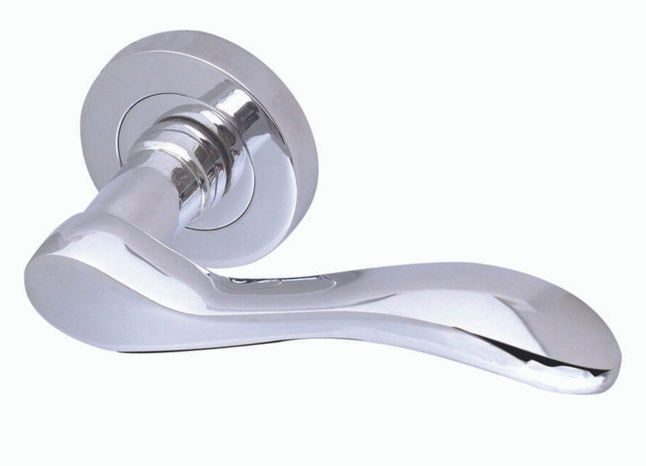 Lever Door Handles On Backplate In Satin Chrome Finish Chrome Lever Door Handles