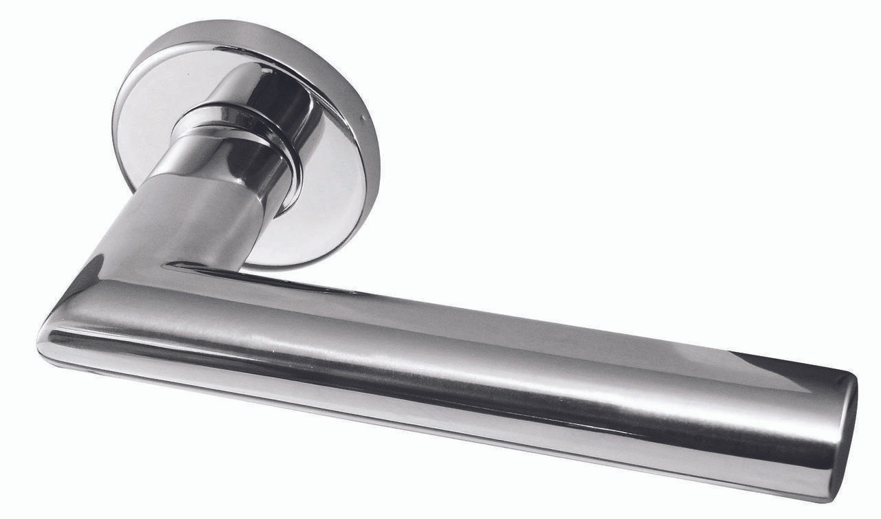 Neptune Polished Stainless Steel Lever on Rose Door Handles JPS406