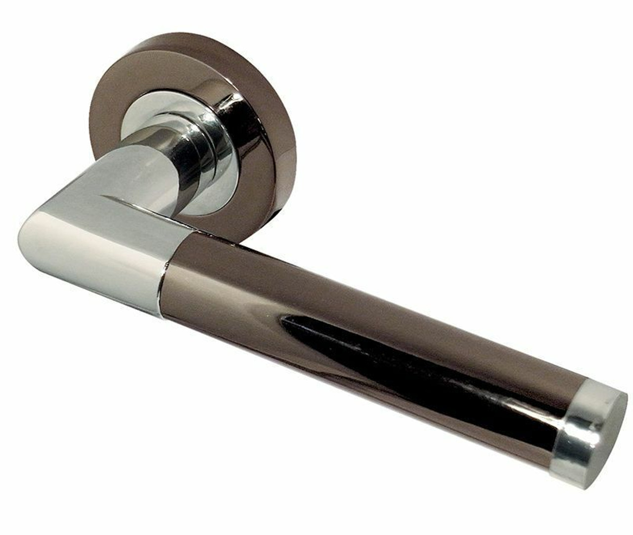 Mitred Polished Chrome and Black Nickel Lever Door Handle Twin Finish
