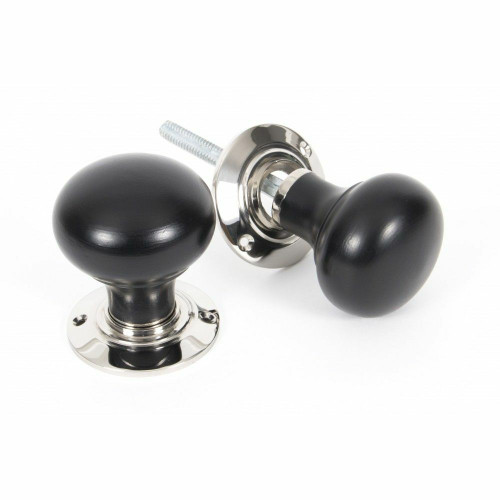 Ebony & Polished Nickel Bun Mortice/Rim Knob Set 83838