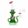 8" Dual Uptake Green w/ Red Accents Wig Wag Klein Recycler Dab Rig